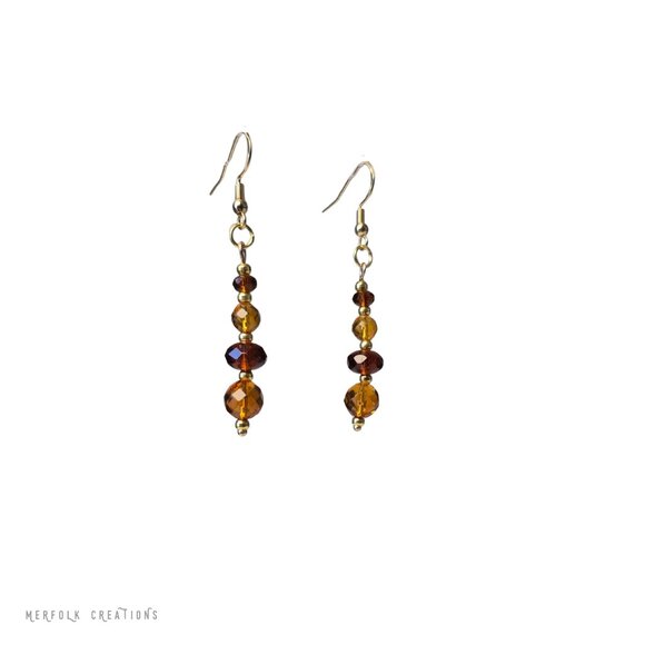 Sunset Orange Upcycled Earrings - Picture 2 of 7